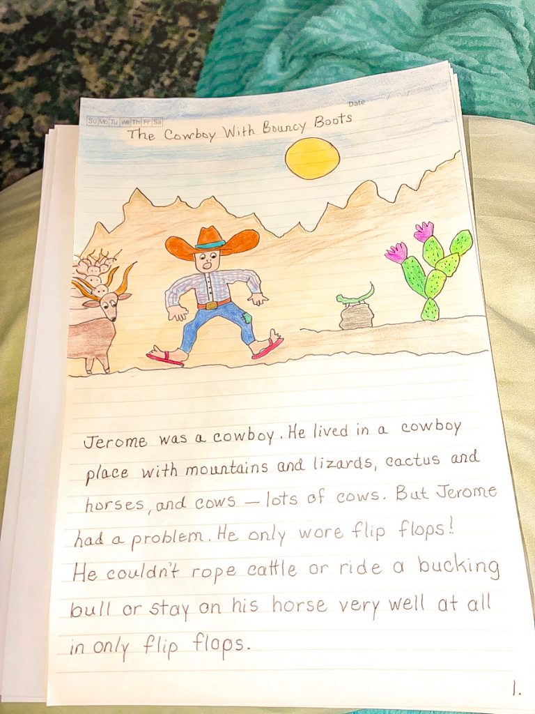 Illustration of a story handwritten by a grandma
